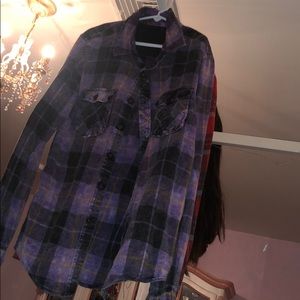 Tie dye plaid button up shirt from Pacsun